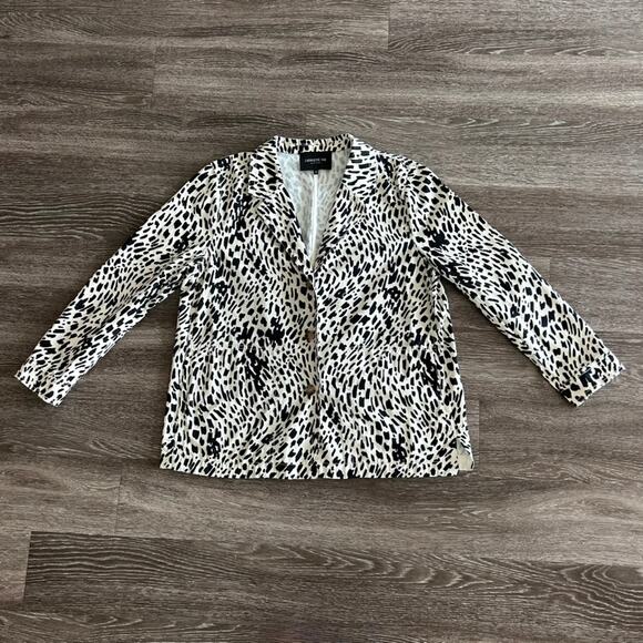 NWOT Lafayette 148 Coleman Cheetah-Print 100% Cotton Twill Blazer XL Black White - Picture 6 of 14